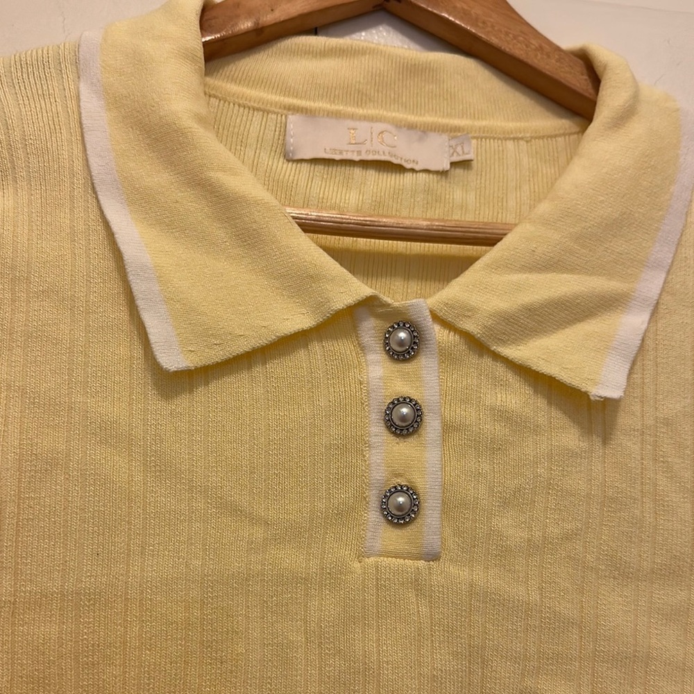 Yellow Long Sleeve Cropped Button Down - Picture 3 of 7